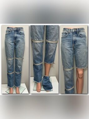 CARMAR Light Wash Convertible Zip-Off Straight Leg Jeans Size 24 Y2K Utility